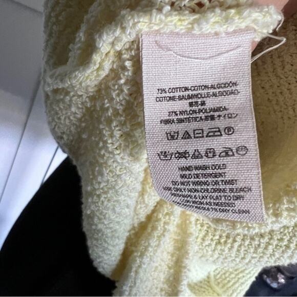 Free People Lemon Yellow Short Sleeve V- Neck Sweater xs - Picture 5 of 6